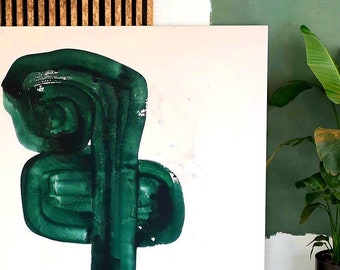 Pintura abstracta / Acrílico / Minimalismo / Único / Verde / Helecho / Helecho / naturaleza