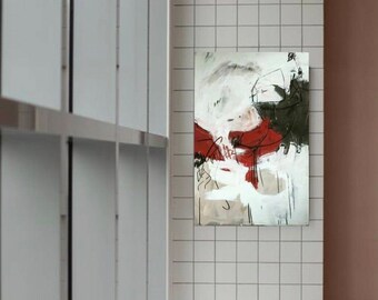 Pintura abstracta / Pintura abstracta / Acrílico / Pintura / Rojo / Blanco / Único
