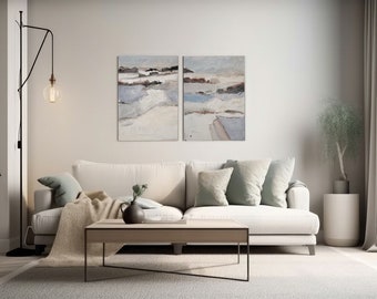 Paisaje/ Abstracto/ Arte/ Díptico con Acrílico/ Tiza/ Pintura/ Pintura