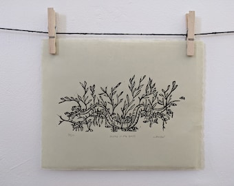 Original hand carved, hand printed linocut print