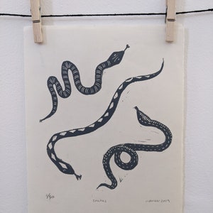 Original hand carved, hand printed linocut print