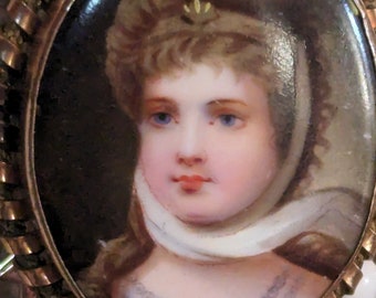 Late 19th Century Porcelain Portrait Brooch Pin