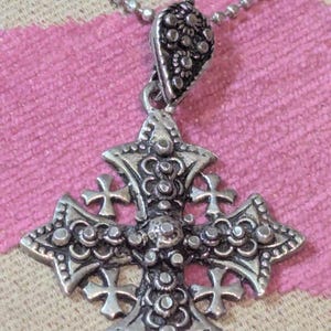 Vintage Maltese Four Way Cross Pendant - Brooch Convertible Fob Necklace