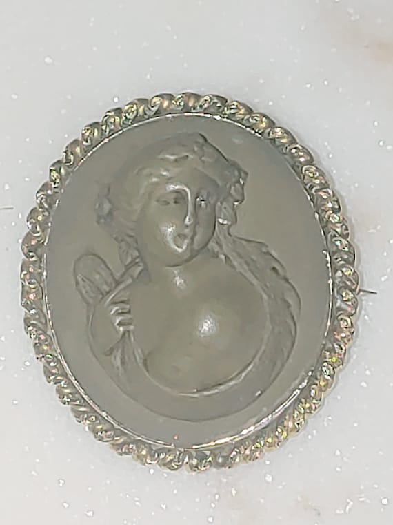 Victorian Era High Relief Lava Cameo Brooch Pin