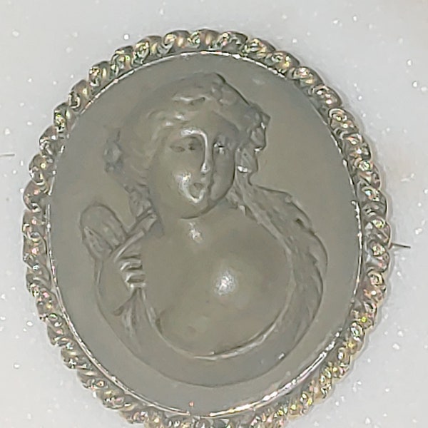 Victorian Era High Relief Lava Cameo Brooch Pin