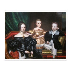 La familia Willard, pintura al óleo sobre lienzo atribuida a las pegatinas sin burbujas de Borden Limne