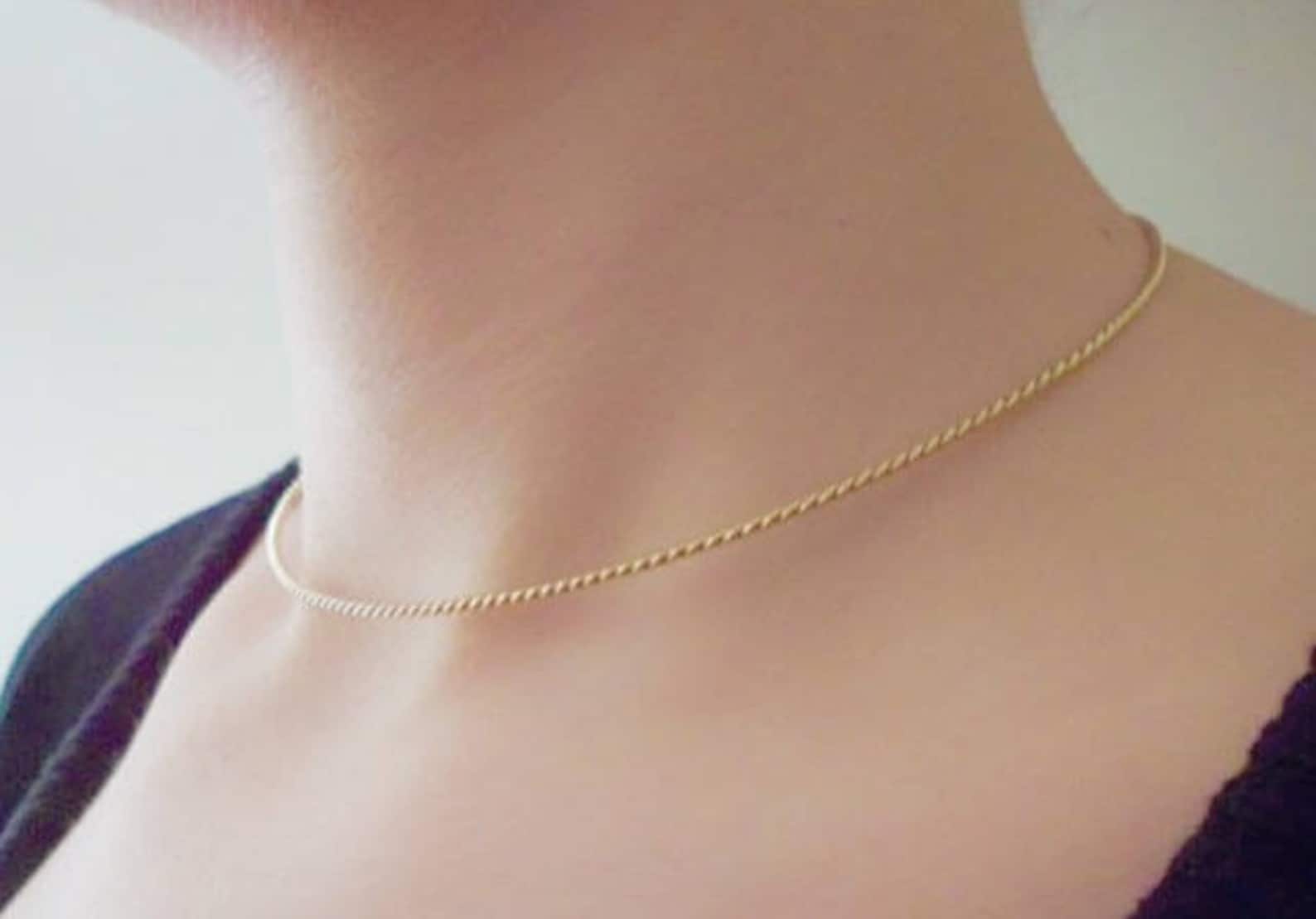 Solid Gold 14k Choker Gold Choker Minimalist choker Etsy