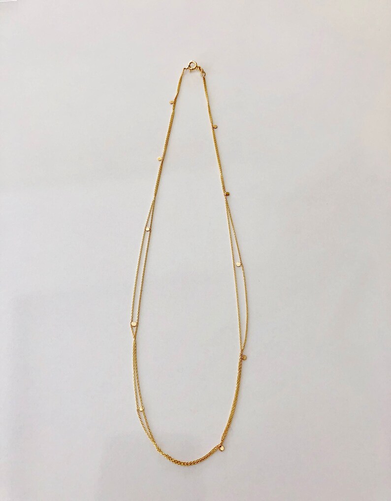 Tiny Solid Gold Necklace Minimalist 14K Gold Necklace Dainty Etsy