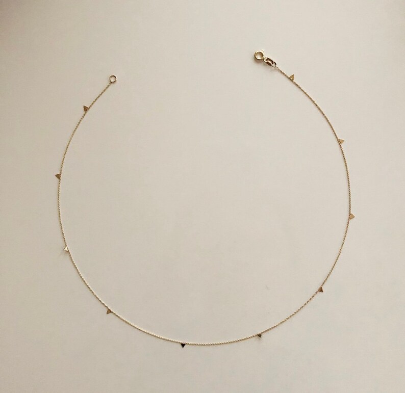 Gold Triangle Necklace 14K Gold Necklace Yellow Gold Solid Etsy