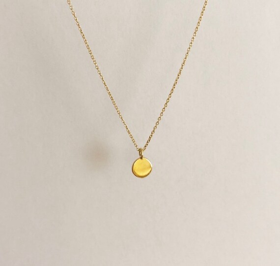 Solid Gold Karma Necklace Circle Yellow - Solid Gold Circle Pendant Necklace