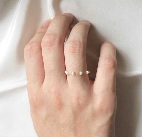 Mini pearl sale ring
