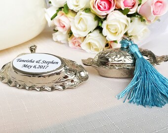 wedding favor for guests, wedding favors with tassel, silver favor box, wedding favor boxes, engagement party favors, unique wedding favors