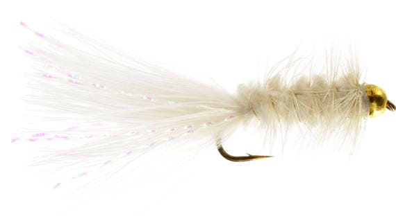 Fishing Flies, Trout Flies - 4 Bead Head Woolly Bugger, White - Size 10,  12, 14, 16 - Gifts for Men, Men's Birthday Gifts