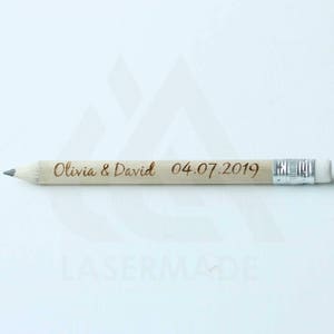 PERSONALISED 50 Pencils Laser Engraved Personalized for Weddings, Save The Date, Pencil Us In ANY MESSAGE zdjęcie 7