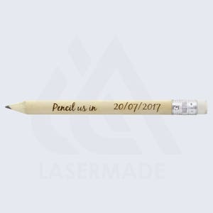 PERSONALISED 50 Pencils Laser Engraved Personalized for Weddings, Save The Date, Pencil Us In ANY MESSAGE image 3