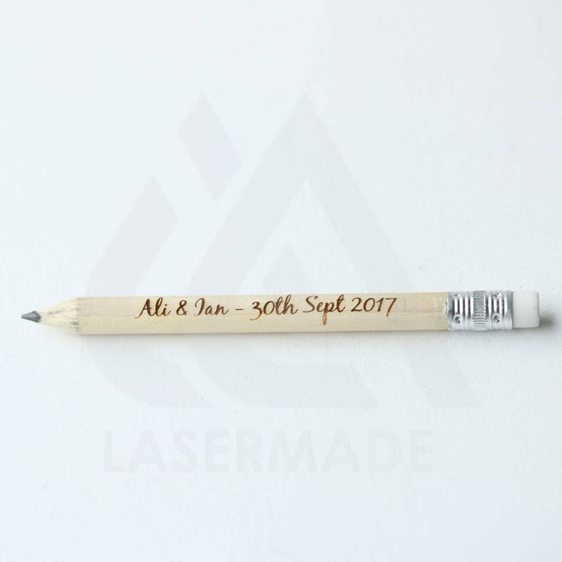 PERSONALISED 50 Pencils Laser Engraved Personalized for Weddings, Save The Date, Pencil Us In ANY MESSAGE zdjęcie 2