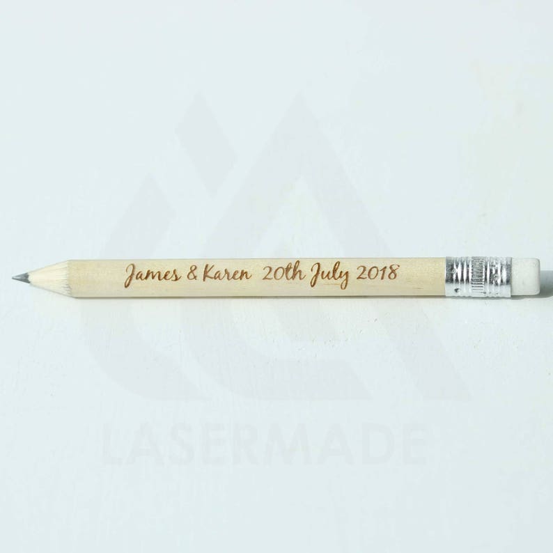 PERSONALISED 50 Pencils Laser Engraved Personalized for Weddings, Save The Date, Pencil Us In ANY MESSAGE zdjęcie 6
