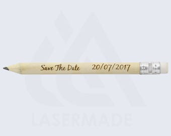 PERSONALISED 50 Pencils Laser Engraved Personalized for Weddings, Save The Date, Pencil Us In ANY MESSAGE