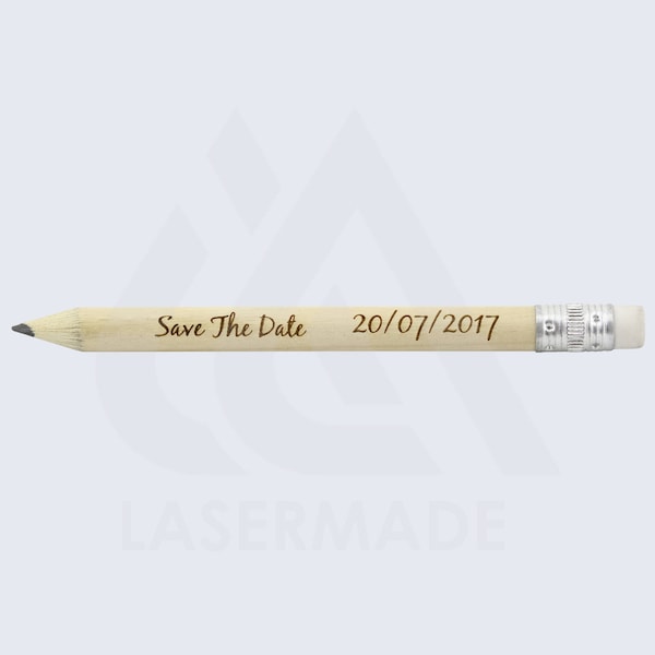 PERSONALISED 50 Pencils Laser Engraved Personalized for Weddings, Save The Date, Pencil Us In ANY MESSAGE