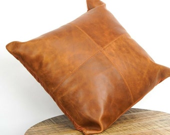 leather pillows etsy