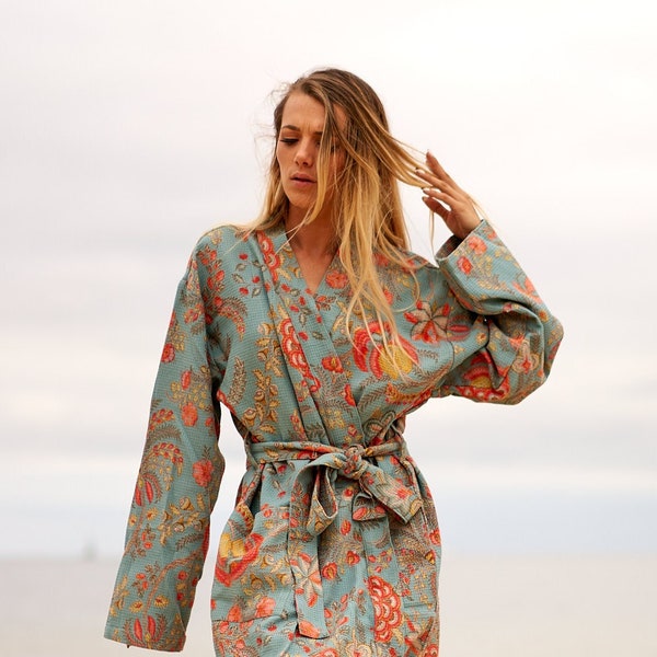 Unisex Waffel Leinen Robe| Baumwoll Kimono Robe| Geschenk für sie| Mutter Valentinstag Chritmas Hochzeit Brautjungfern Roben| Sommer Bademantel
