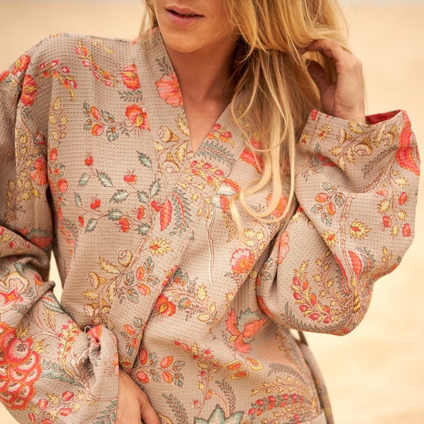 Unisex Waffle Linen Robe| Cotton Kimono Robe| Gift for her| Mother's Valentines Chritmas Wedding Bridesmaids Robes| Summer Bathrobe