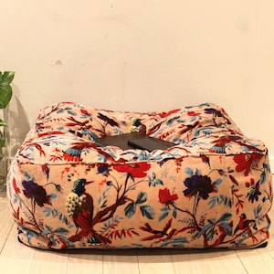 Velvet Patchwork Ottoman Pouffe Pouf Foot Stool Boho Yoga Meditation Home Decor - Cover only.