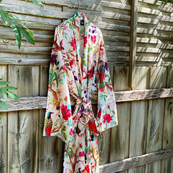 Kimono Cotton Kimono Bathrobe Frida Valentines Day GiftBird Bathrobe Turkish Bathrobe Cardigan Nightwear Dressing Gown Beach Bikini Summer