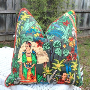 Mexican Painter Pillow Case, Frida Floral Decorative Cushion,  Mexican Painter Art Garden Country Mexico Muertes Cushion Cover