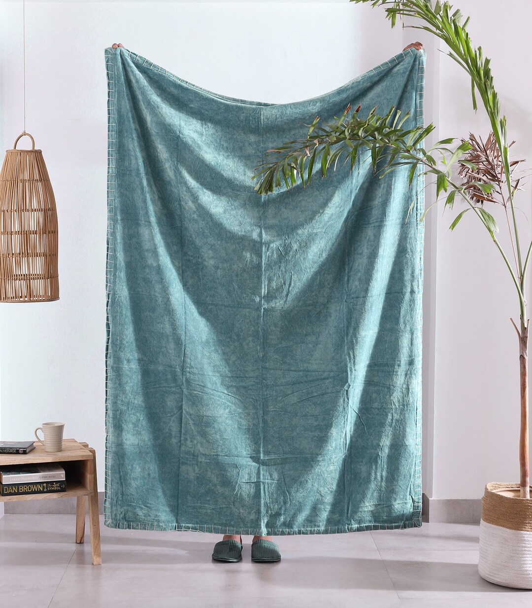 Luxury Rustic Cotton Velvet Throw Rug Blanket Quilt Large Picnic Throw