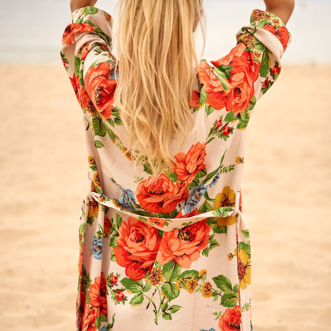 Unisex Waffle Linen Robe Cotton Kimono Robe Gift for Her Mother's