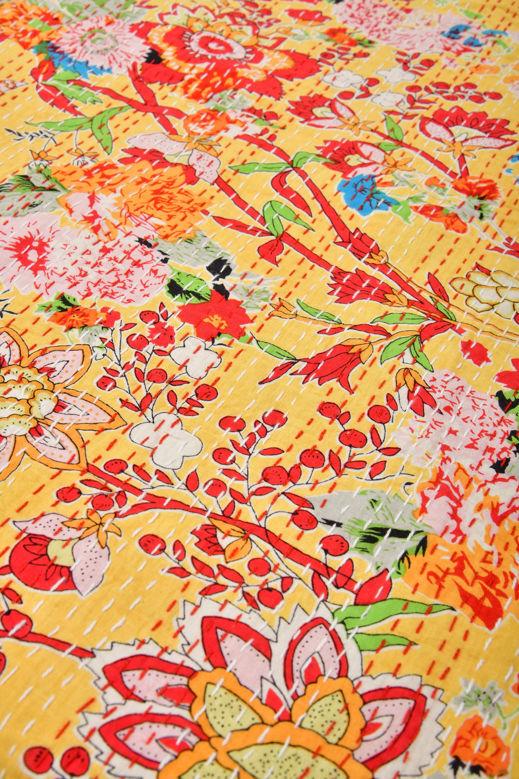 Kantha Quilt Indian Quilt Block Print Quilt Linen Connections Etsy Australia