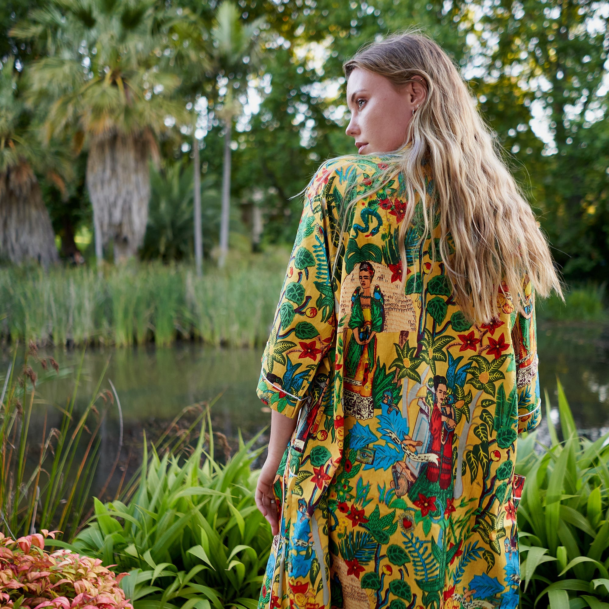 Frida Kimono Cotton Kimono Bathrobe Frida Kimono Kaftan Bird Etsy