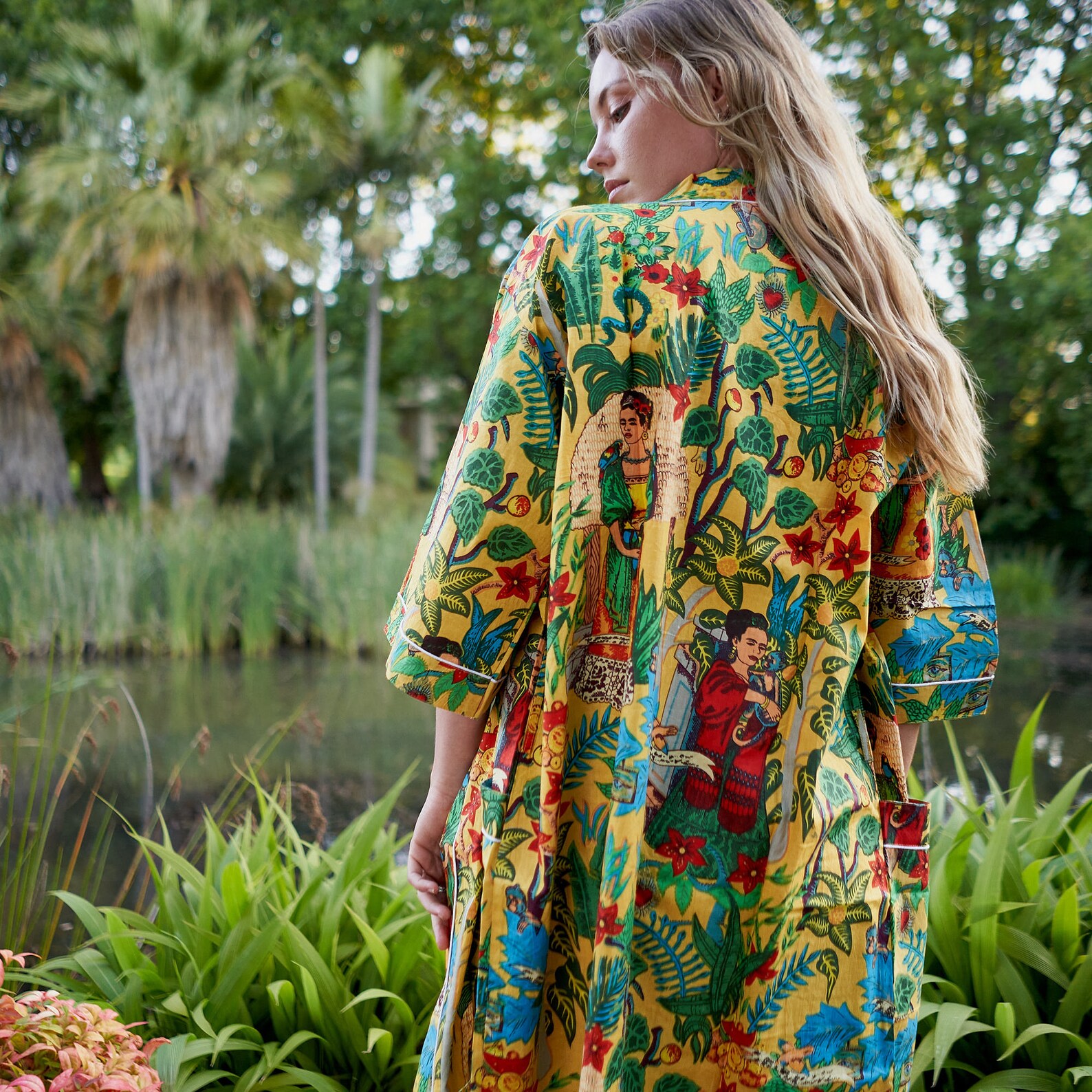 Frida Kimono Cotton Kimono Bathrobe Frida Kimono Kaftan Bird Etsy
