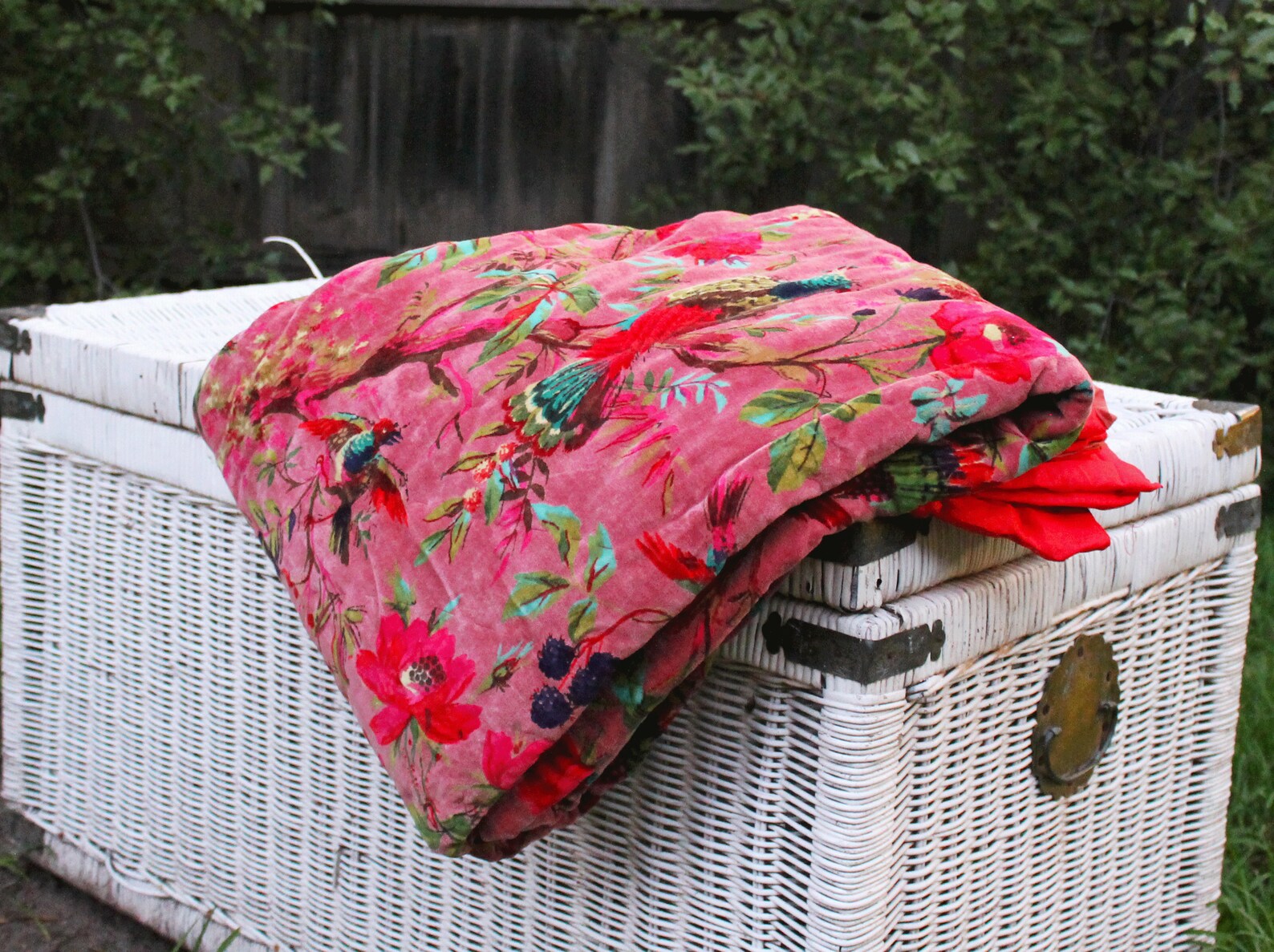 Velvet Quilt Cotton Quilt Patchwork Quilt Handamade Red Velvet Etsy