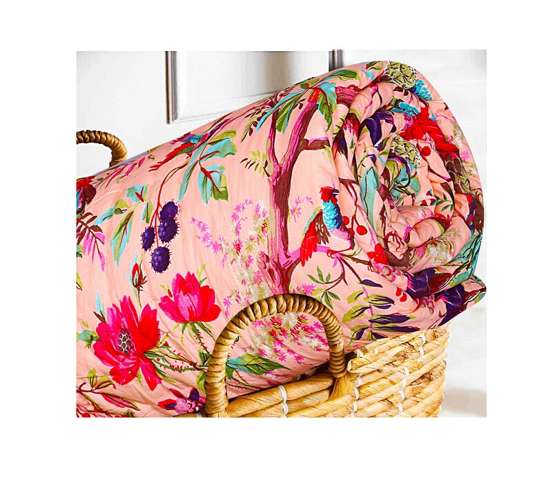 Linen Connections Cotton Kantha Quilt Blanket Throw Bed Spread Etsy