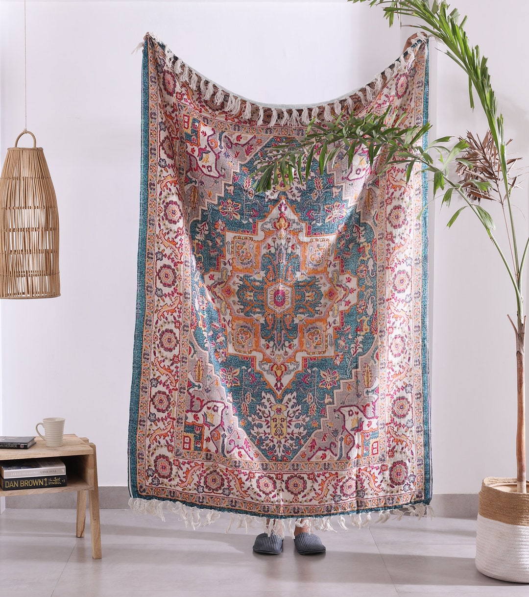 Luxury Rustic Cotton Wool Throw Rug Blanket Quilt Large Picnic Throw