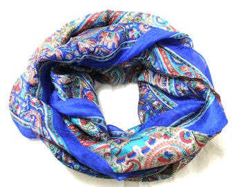 Lin Connexions Écharpe en soie Cou Enveloppement Tête Foulard Indien Stol Hiver Mode Boho Paisley Fait à la main vintage