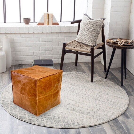 Leather 2024 floor pouf