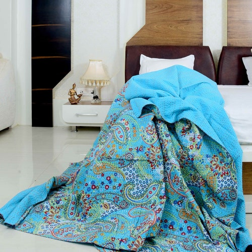 Vintage Hand Made Indian Kantha Bed Spread Blanket Throw Quilt - Etsy