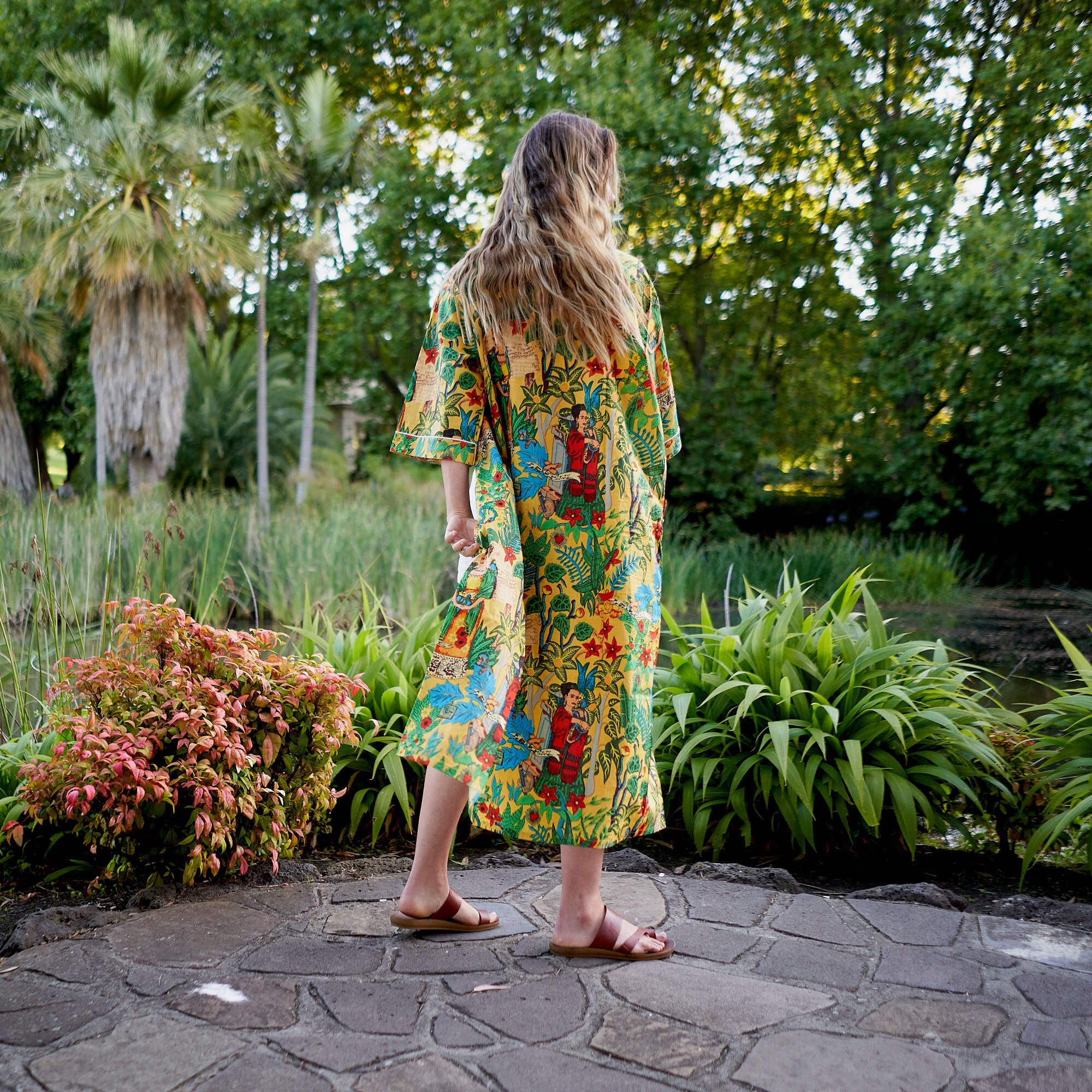 Frida Kimono Cotton Kimono Bathrobe Frida Kimono Kaftan Bird Etsy