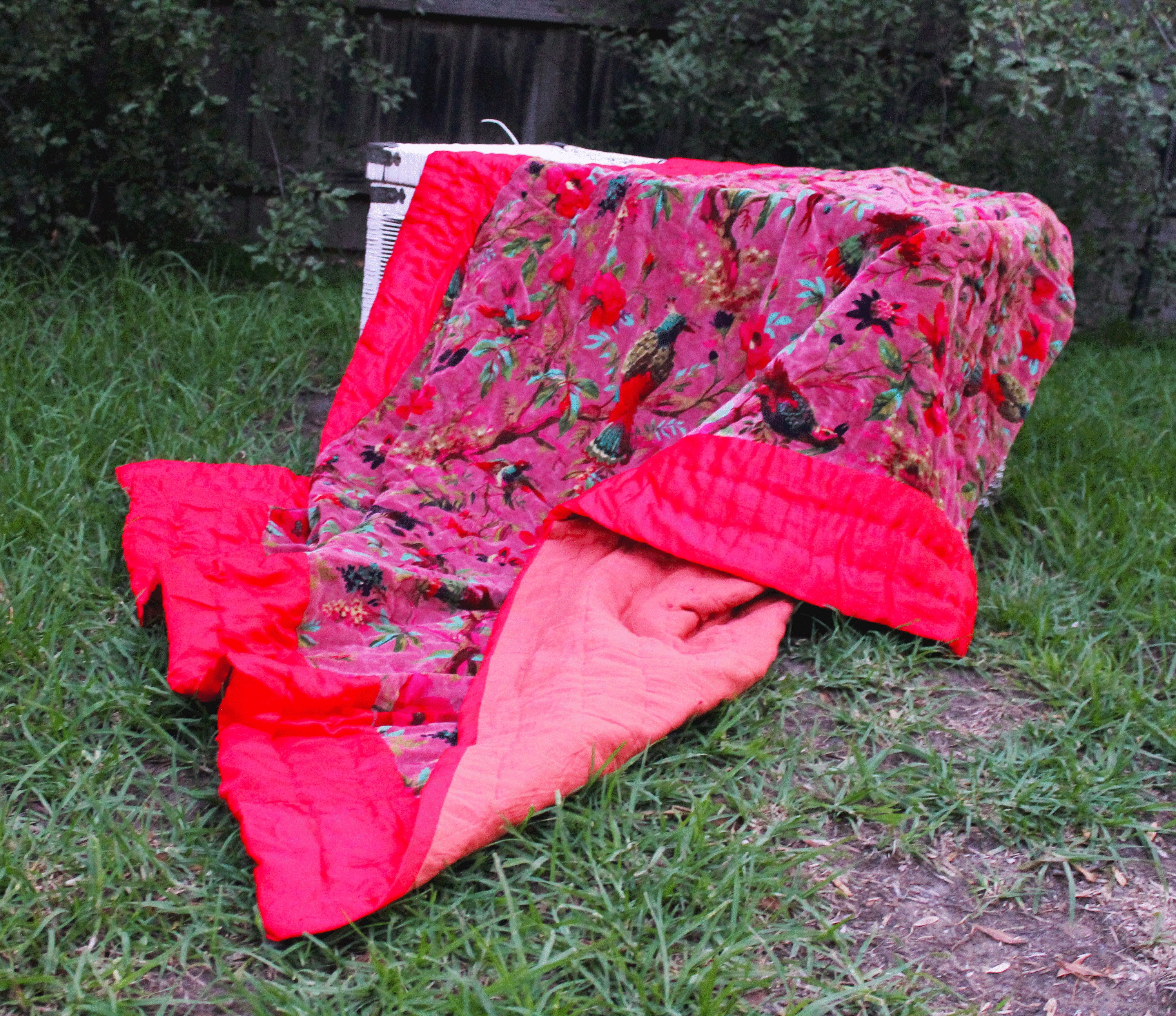 Velvet Quilt Cotton Quilt Patchwork Quilt Handamade Red Velvet Etsy