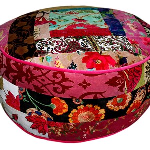 Velvet Patchwork Ottoman Pouffe Pouf Foot Stool Boho Yoga Meditation Home Decor