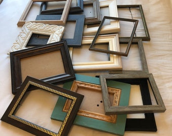 Vintage Wood Picture Frames Various Sizes - Lot of 15