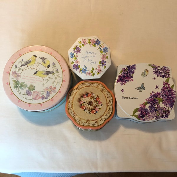 Vintage Floral Candy Tins - See's, Avon, Hershey's