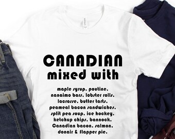 Chemise du Canada, T-shirt de la fête du Canada, Canadien mélangé avec un t-shirt unisexe