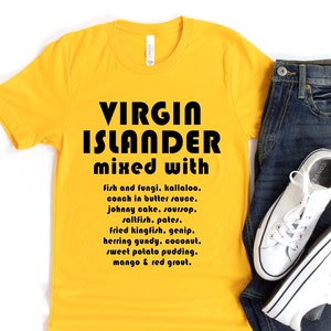 Virgin Islands Foods T-Shirt, USVI Gifts, BVI Gifts, US Virgin Islands, British Virgin Islands Food