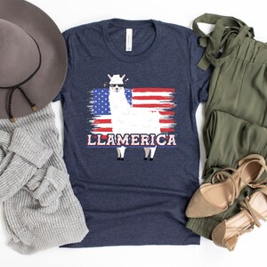 Llamerica Lama Shirt, lustiges USA Lama T-Shirt, Lama Geschenke, Kurzarm Unisex T-Shirt