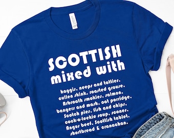Scottish Gifts Shirt met Scotland Foods, Scottish Unisex T-Shirt Gift