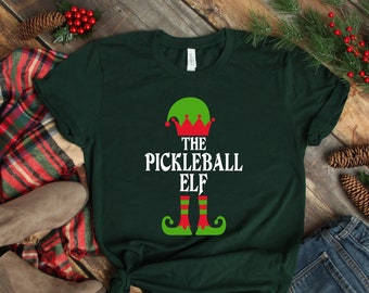 Camisa de elfo de Pickleball para las vacaciones, camiseta de Navidad de Pickleball para hombres y mujeres, regalo de camiseta de Pickleball